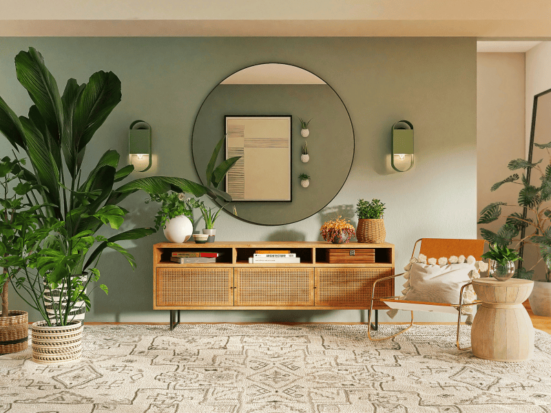 Stylish home with patterned area rug in Barrie ON